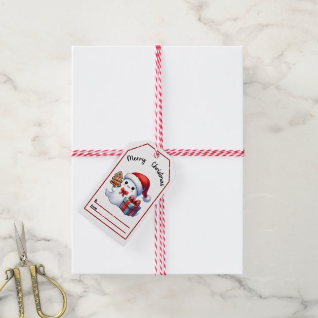Para Presente Encantadora etiqueta fantasma de Xmas com doces (Com cordão)