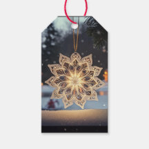 Enfeite de Floco de Neve Elegante Etiqueta de Pres