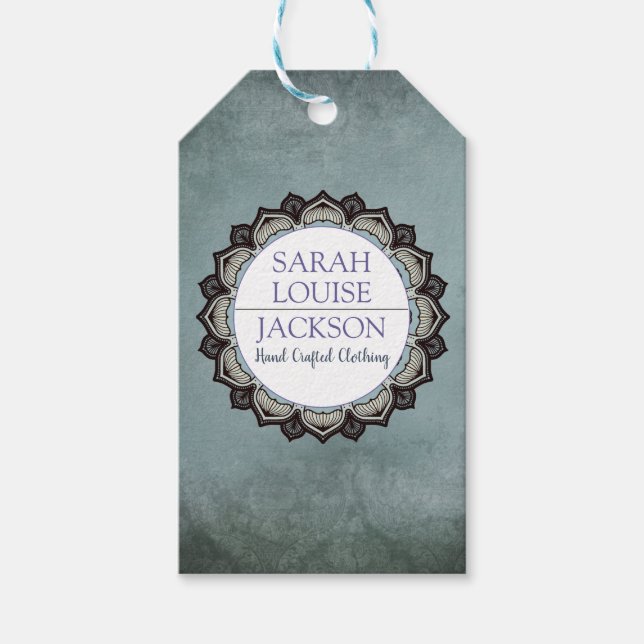 Para Presente Enfumaçado Azul Monograma Etiqueta de Vestuário Fe (Frente)