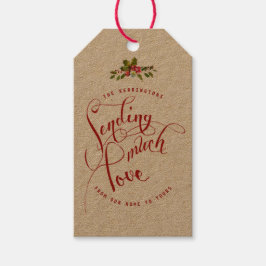 Para Presente Enviando Muito Amor Holly Floral Etiqueta de Prese