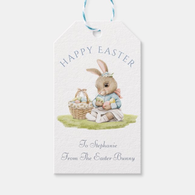 Para Presente Etiqueta Bunny felz pascoa com Personalização (Frente)