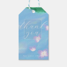 Etiqueta de Agradecimento Azul Pastel – Floral
