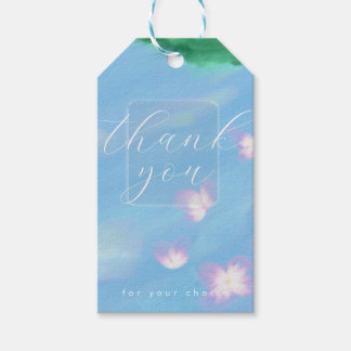 Para Presente Etiqueta de Agradecimento Azul Pastel – Floral