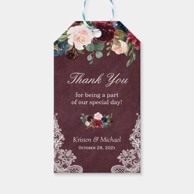 Para Presente Etiqueta de Agradecimento de Casamento em Renda Fl (Frente)