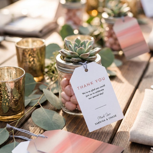 Para Presente Etiqueta de Agradecimento de Casamento Rosa Blush  (Criador carregado)
