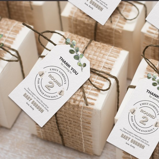 Para Presente Etiqueta de agradecimento do chá de fraldas (Baby Shower Knockout Thank You Favour Tags)