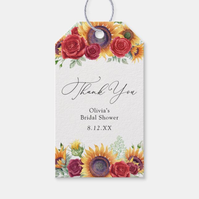 Para Presente Etiqueta de Agradecimento Girassóis e Rosas (Frente)
