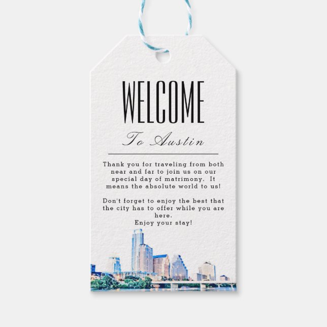 Para Presente Etiqueta de boas-vindas personalizada do Austin Te (Frente)