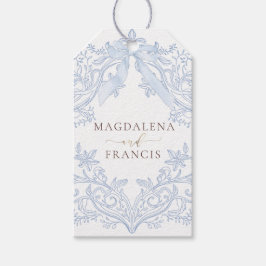 Para Presente etiqueta de casamento com crista azul em aquarela