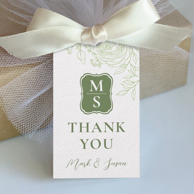 Para Presente Etiqueta de Casamento de Arte de Linha Ranunculus  (Criador carregado)