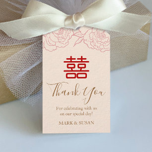Para Presente Etiqueta de Casamento de Felicidade Dupla Chinesa