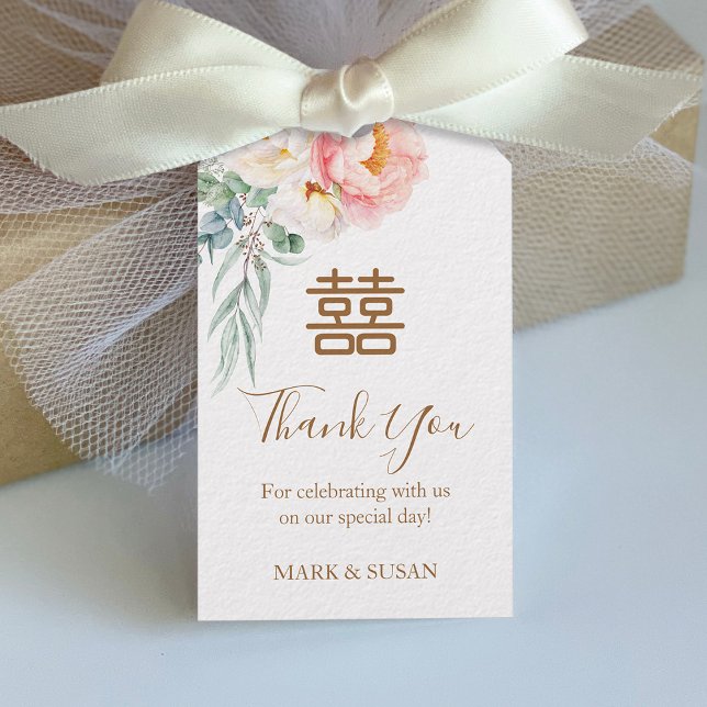 Para Presente Etiqueta de Casamento de Felicidade Dupla de Peoni (Criador carregado)