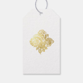 Para Presente Etiqueta de casamento de ouro floral