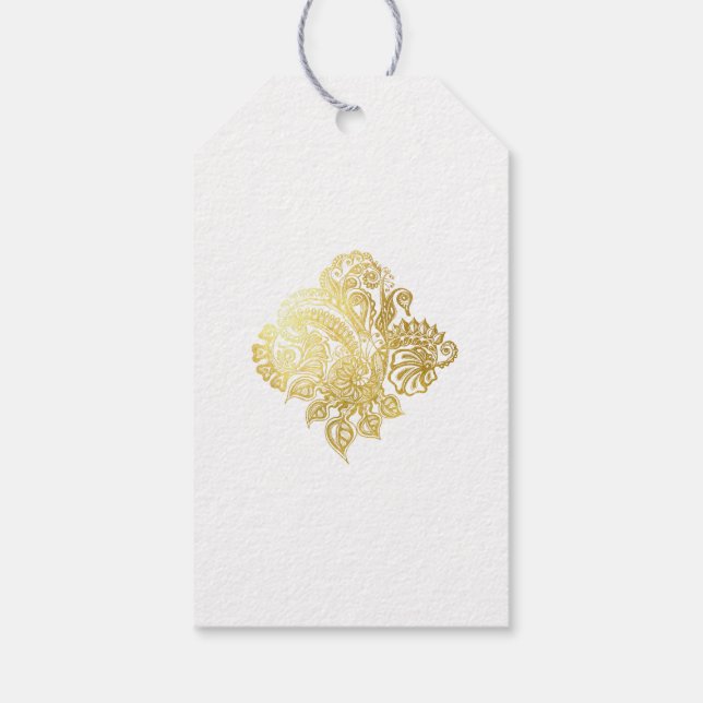Para Presente Etiqueta de casamento de ouro floral (Verso)
