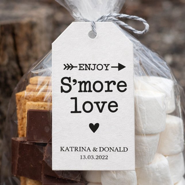 Para Presente Etiqueta de casamento Rustic White S'more Love (Criador carregado)