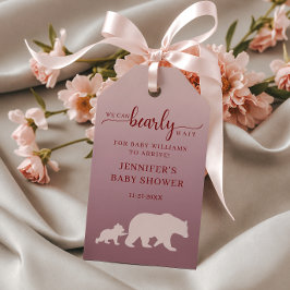 Para Presente Etiqueta de Chás de Bebê Menina Urso Rosa Floresta