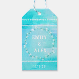 Para Presente Etiqueta de Cor Azul Tipografia de Casamento Marca