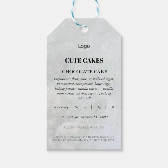 Para Presente Etiqueta de etiqueta de Comida de algodão (Frente)