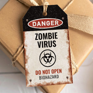 Para Presente Etiqueta de favor com vírus zumbi com placa de per
