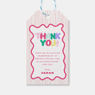 Para Presente Etiqueta de Favor de Aniversário de 1º Cor Rosa Li