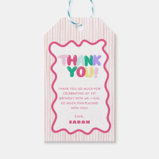 Para Presente Etiqueta de Favor de Aniversário de 1º Cor Rosa Li