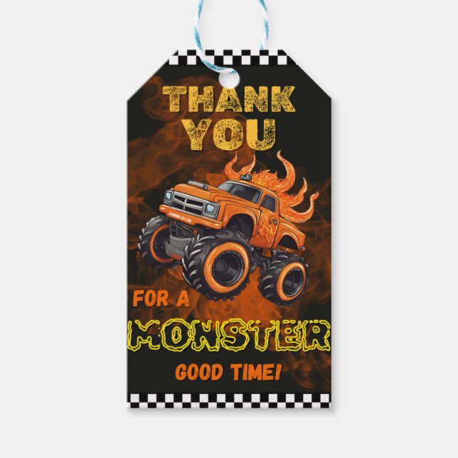 Para Presente Etiqueta de Favor de Caminhão Monster (Frente)