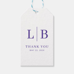 Para Presente Etiqueta de Favor de Casamento Serif Roxo Grata