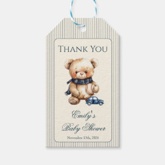 Para Presente Etiqueta de Favor de Chá de Bebê do Urso Clássico