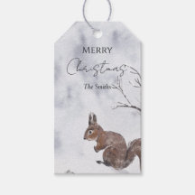 Etiqueta de Favor de Natal de Inverno de Esquilo