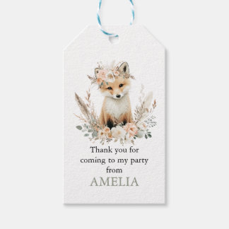 Para Presente Etiqueta de Favor Menina Raposa Boho 1º Aniversári