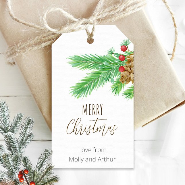 Para Presente Etiqueta de Folhagem de Natal Personalizada (Criador carregado)