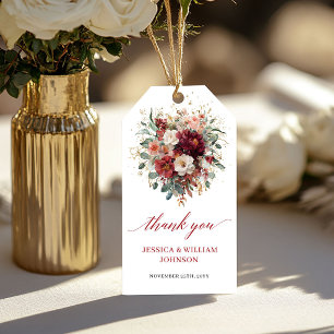 Para Presente Etiqueta de lembrança de casamento Chic Burgundy G