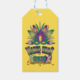 Para Presente Etiqueta de Máscara Tripla Mardi Gras - 2025