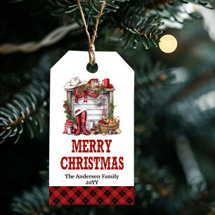 Para Presente Etiqueta de Natal country ranch com design de ferr