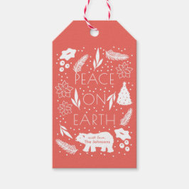 Para Presente Etiqueta de Natal da Folhagem Vermelha Polar Ursa 