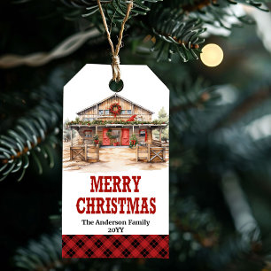Para Presente Etiqueta de Natal de rancho country editável em ve