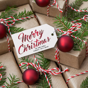 Para Presente Etiqueta de Natal Feliz da Xadrez Vermelha