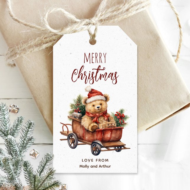 Para Presente Etiqueta de Natal Personalizada com Urso de Teddy (Criador carregado)