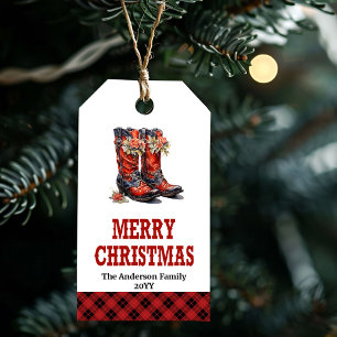 Para Presente Etiqueta de Natal Yuletide Yeehaw nome personaliza