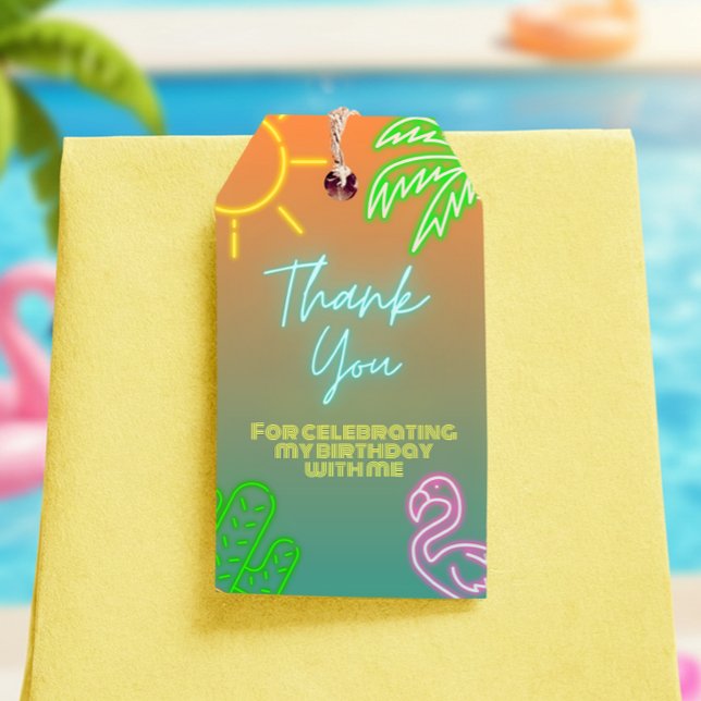 Para Presente Etiqueta de Neon Favor da piscina Party (Pool Party Neon Favor Tag)