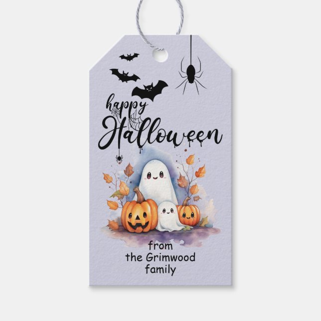 Para Presente Etiqueta de Oferta de Foto de Halloween Personaliz (Frente)