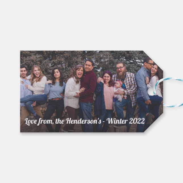 Para Presente Etiqueta de Oferta de Foto e Mensagem Personalizad (Frente (horizontal))