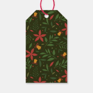 Para Presente Etiqueta de Oferta de Poinsettia & Bell Elegance