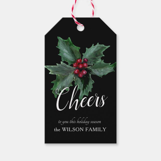 Para Presente Etiqueta de Oferta Holly Personalizada Elegante (Frente)