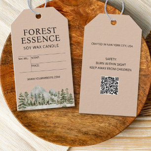 Para Presente Etiqueta de Preço de Vela de Floresta em Aquarela 