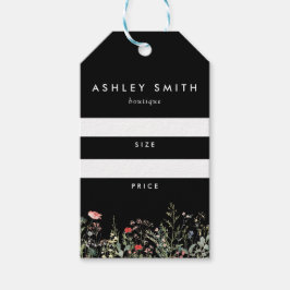 Para Presente Etiqueta de Preço Sombra de Flor Selvagem Preta