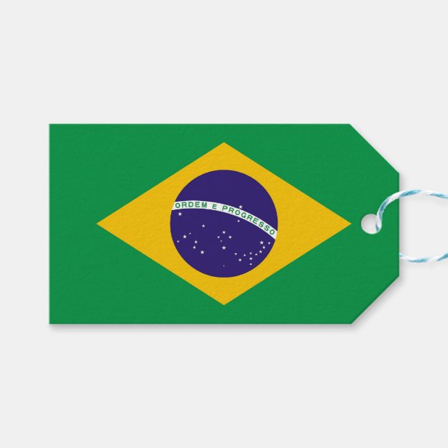 Para Presente Etiqueta de presentes com bandeira do Brasil (Frente (horizontal))