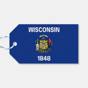 Para Presente Etiqueta de presentes com bandeira do Estado de Wi