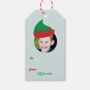 Para Presente Etiqueta de presentes de fotos de Natal Elf Hat