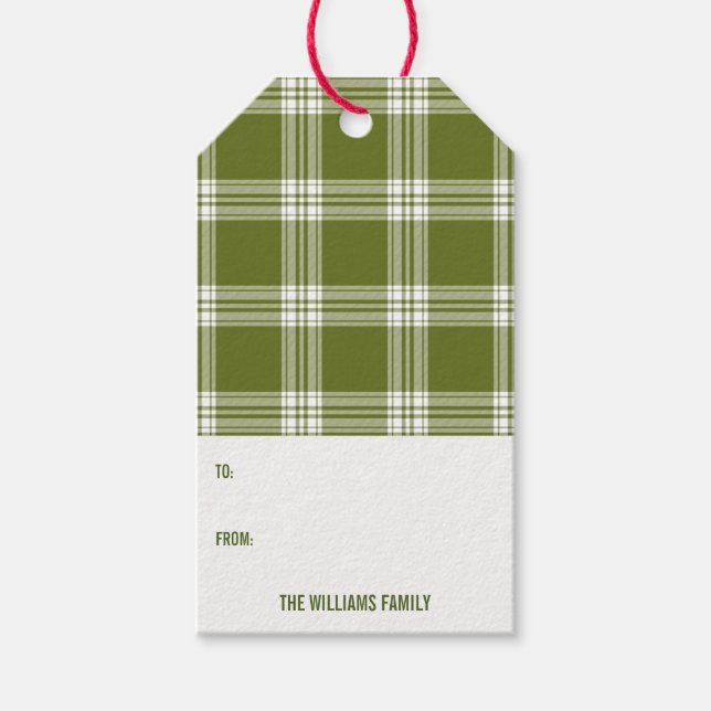 Para Presente Etiqueta de presentes de Natal na Xadrez Verde (Frente)